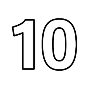 דף צביעה של המספר 10