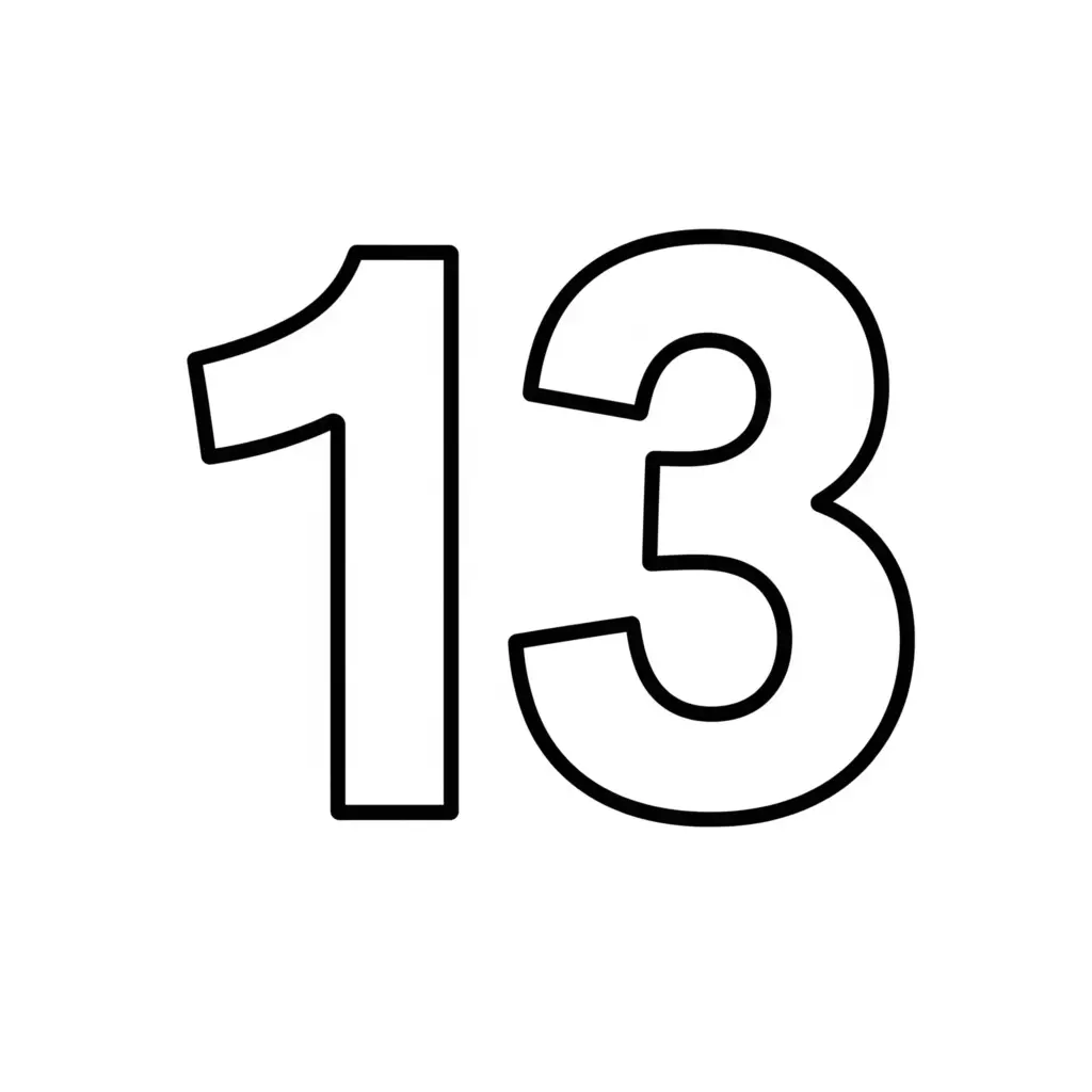 דף צביעה של המספר 13