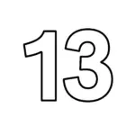 דף צביעה של המספר 13 להדפסה