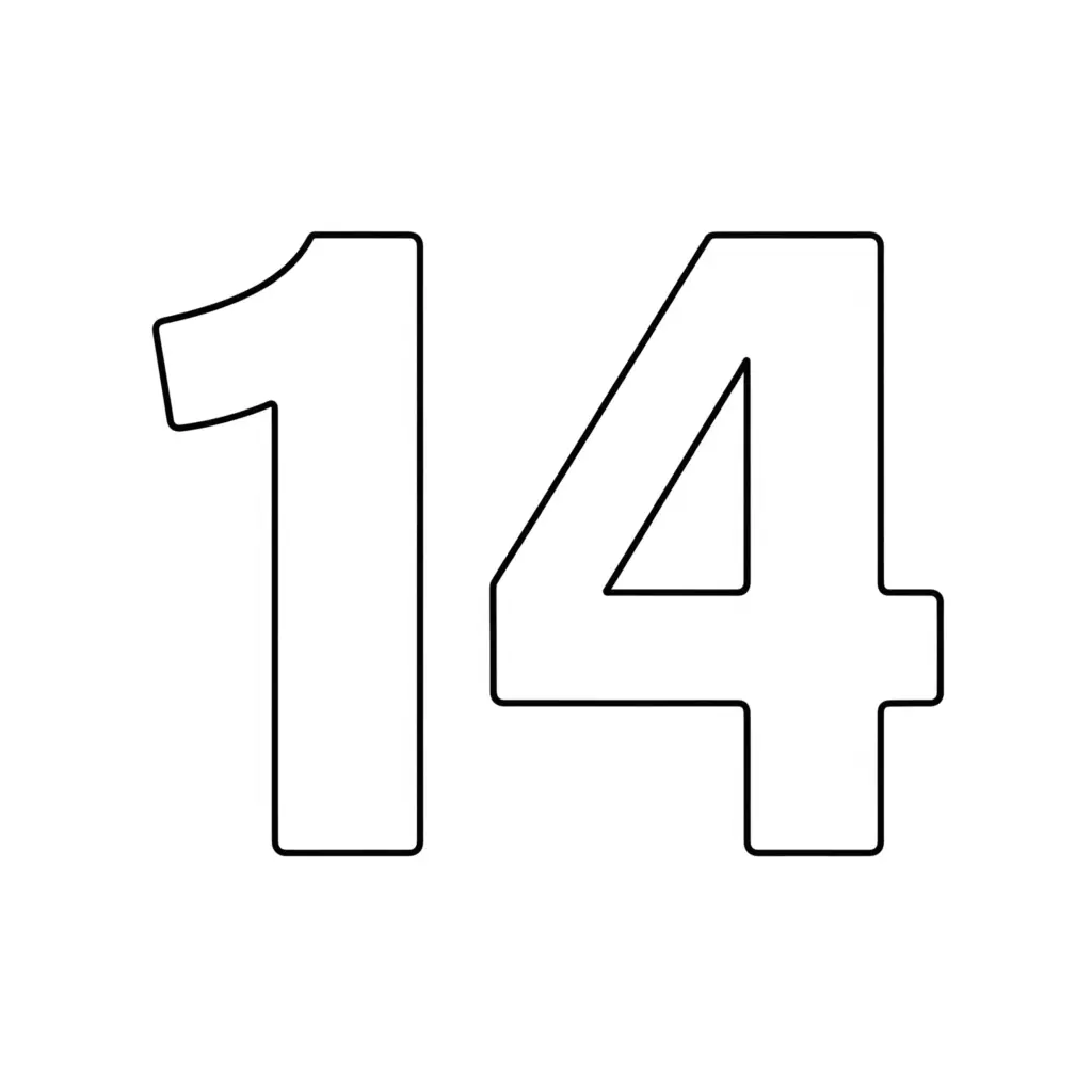 דף צביעה של המספר 14