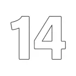 דף צביעה של המספר 14 להדפסה