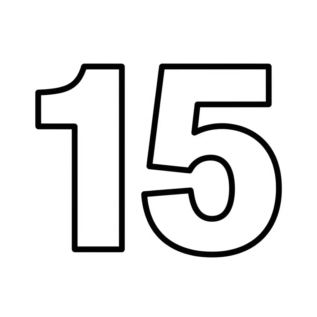 דף צביעה של המספר 15 להדפסה