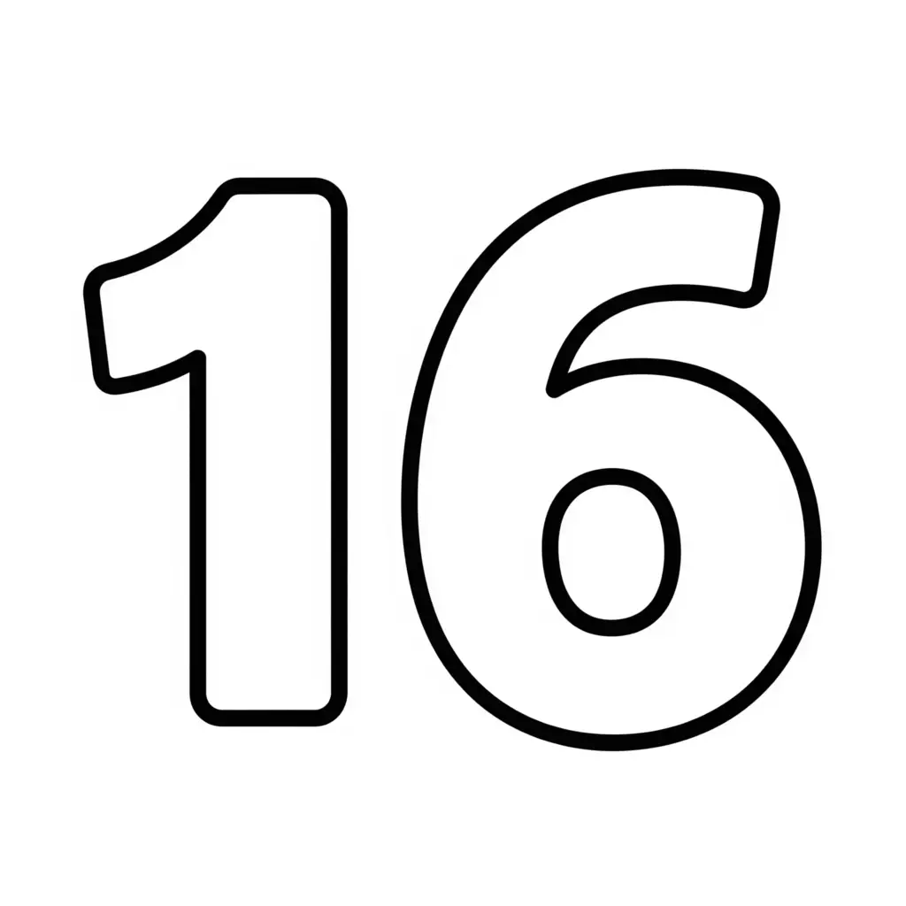 דף צביעה של המספר 16