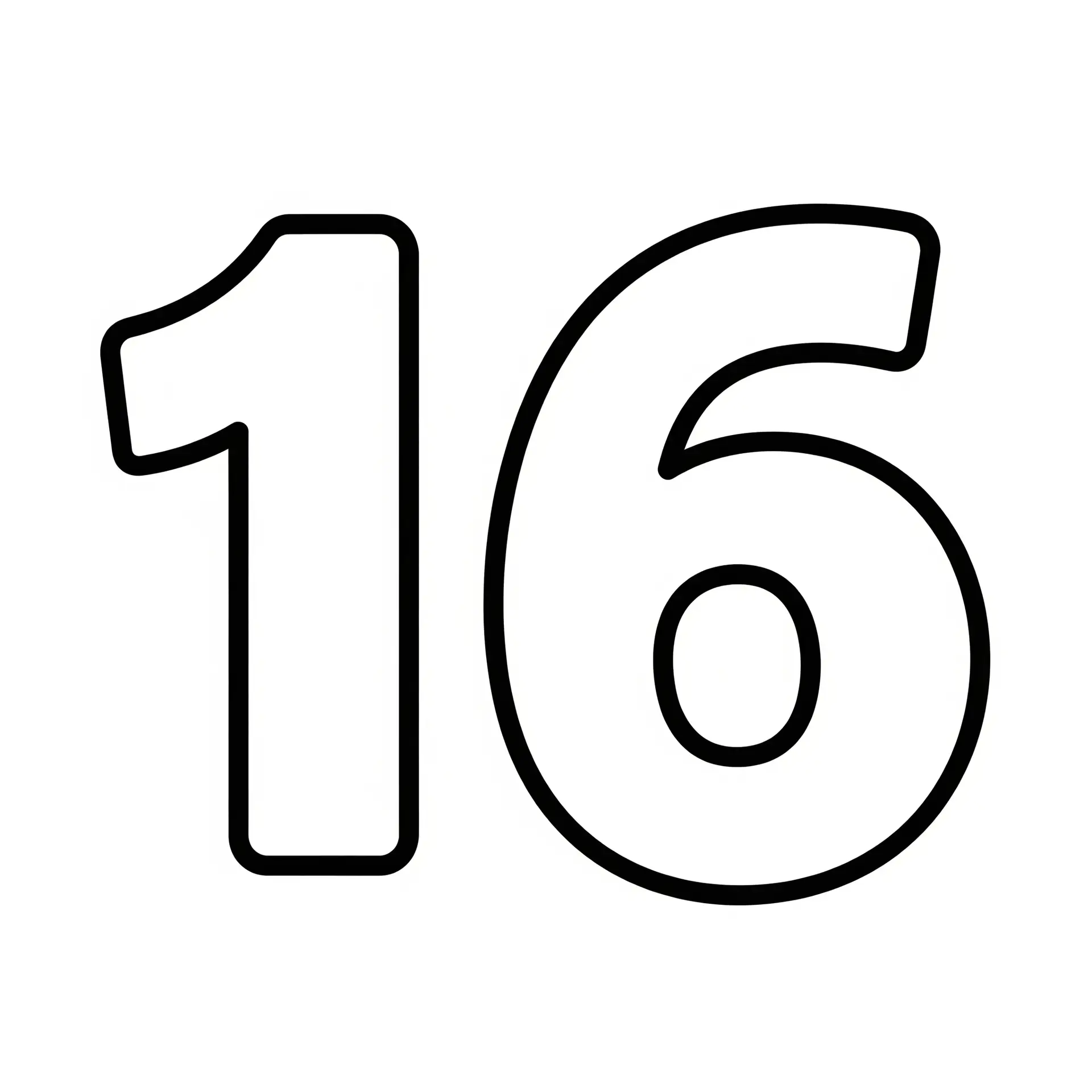 דף צביעה של המספר 16