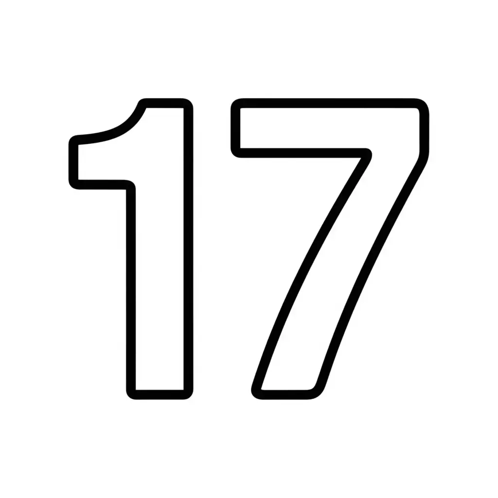 דף צביעה של המספר 17