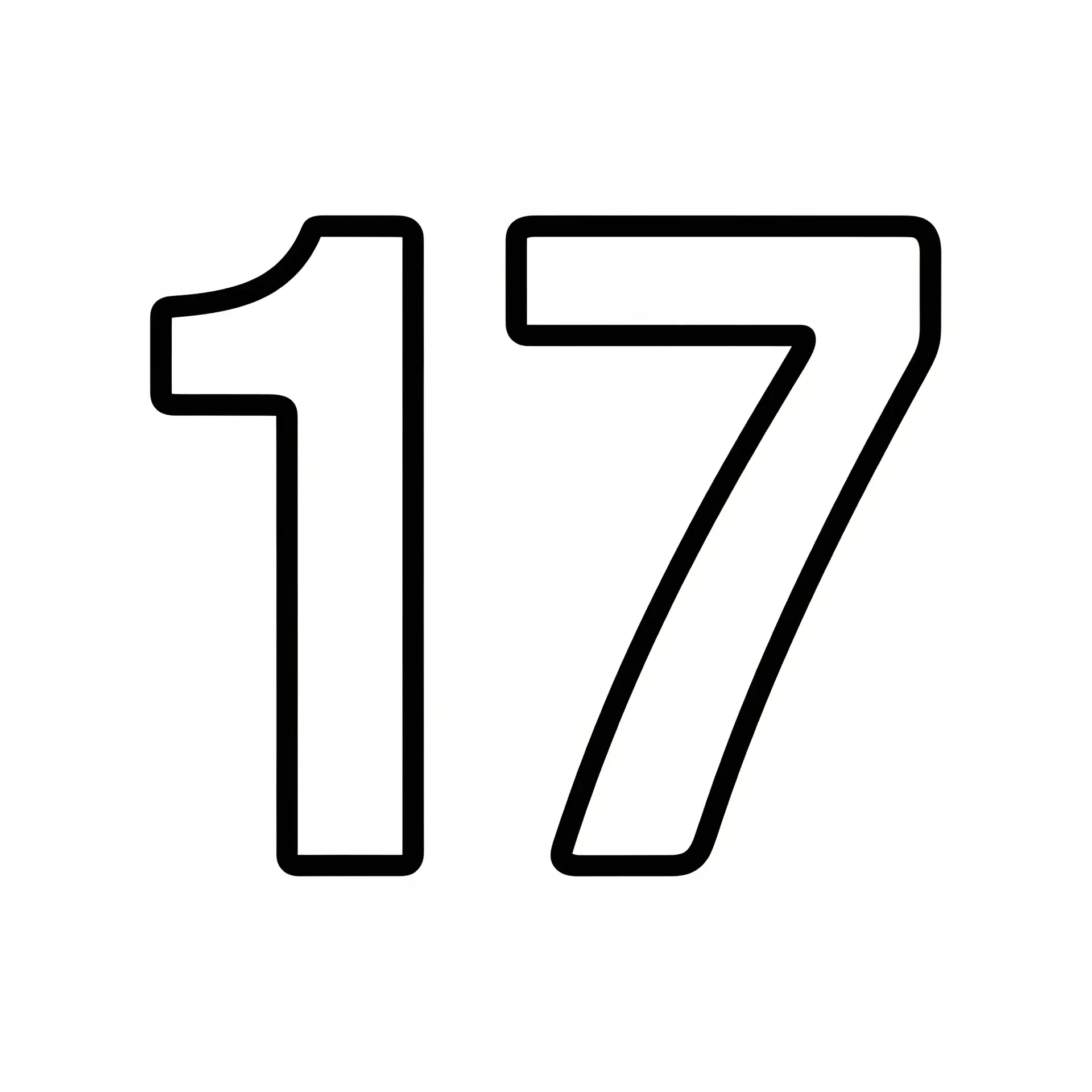 דף צביעה של המספר 17