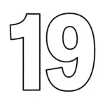 דף צביעה של המספר 19 להדפסה
