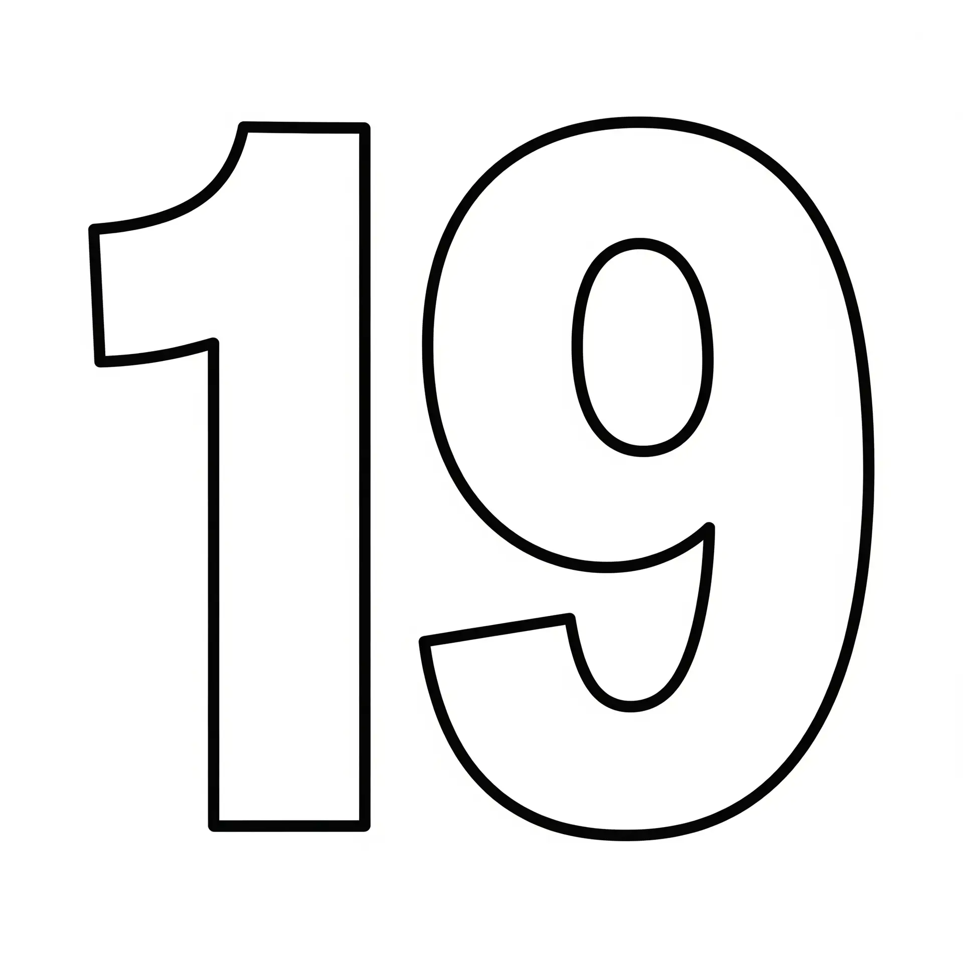 דף צביעה של המספר 19