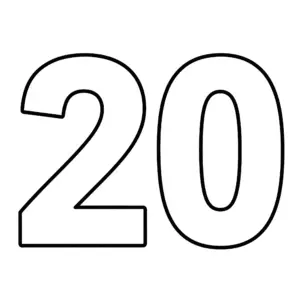 דף צביעה של המספר 20