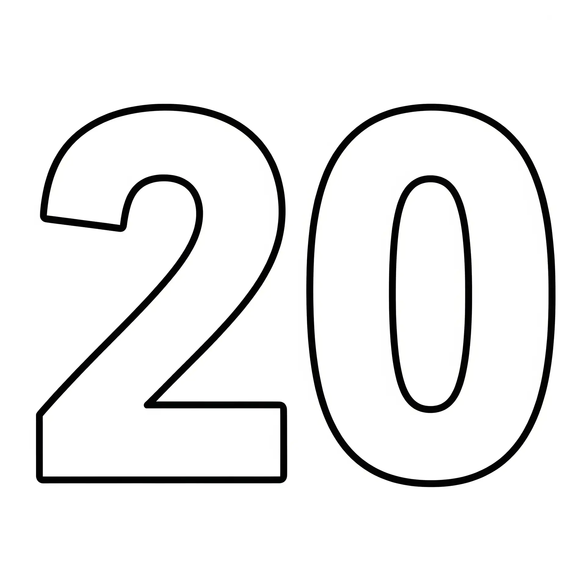 דף צביעה של המספר 20
