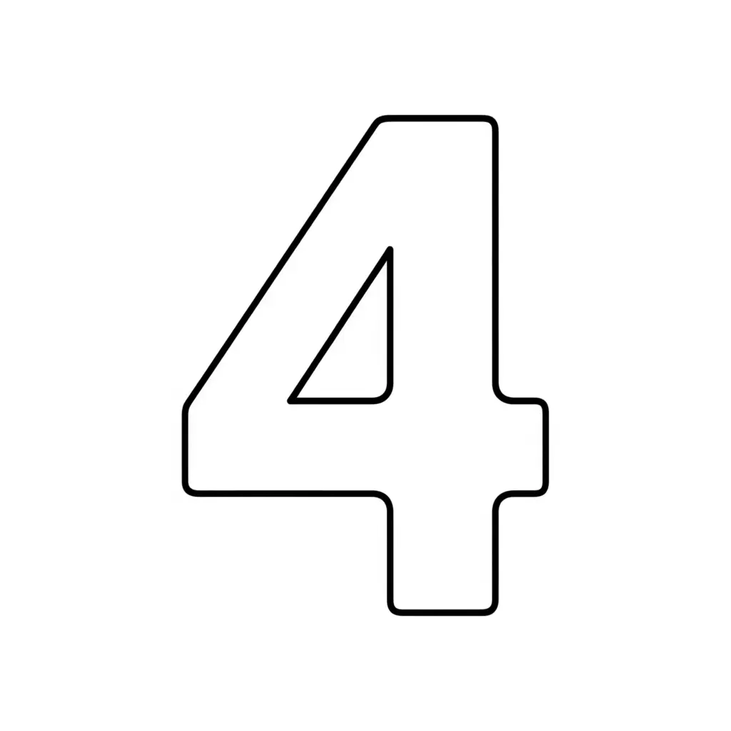 דף צביעה של המספר 4 להדפסה