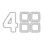 דף צביעה של המספר 4 וריבועים להדפסה