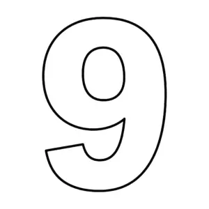 דף צביעה של המספר 9