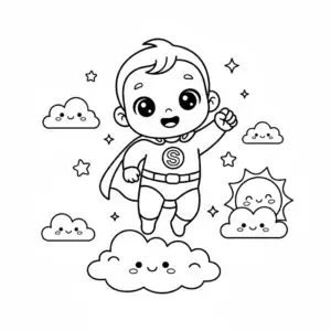 דף צביעה של תינוק גיבור על להדפסה