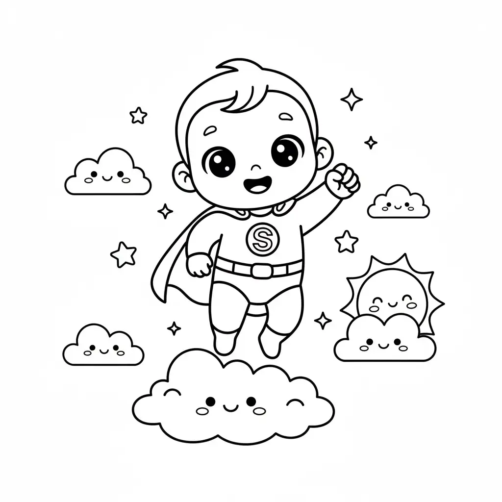 דף צביעה של תינוק גיבור על להדפסה