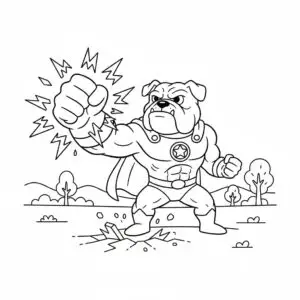 דף צביעה של כלב גיבור על להדפסה