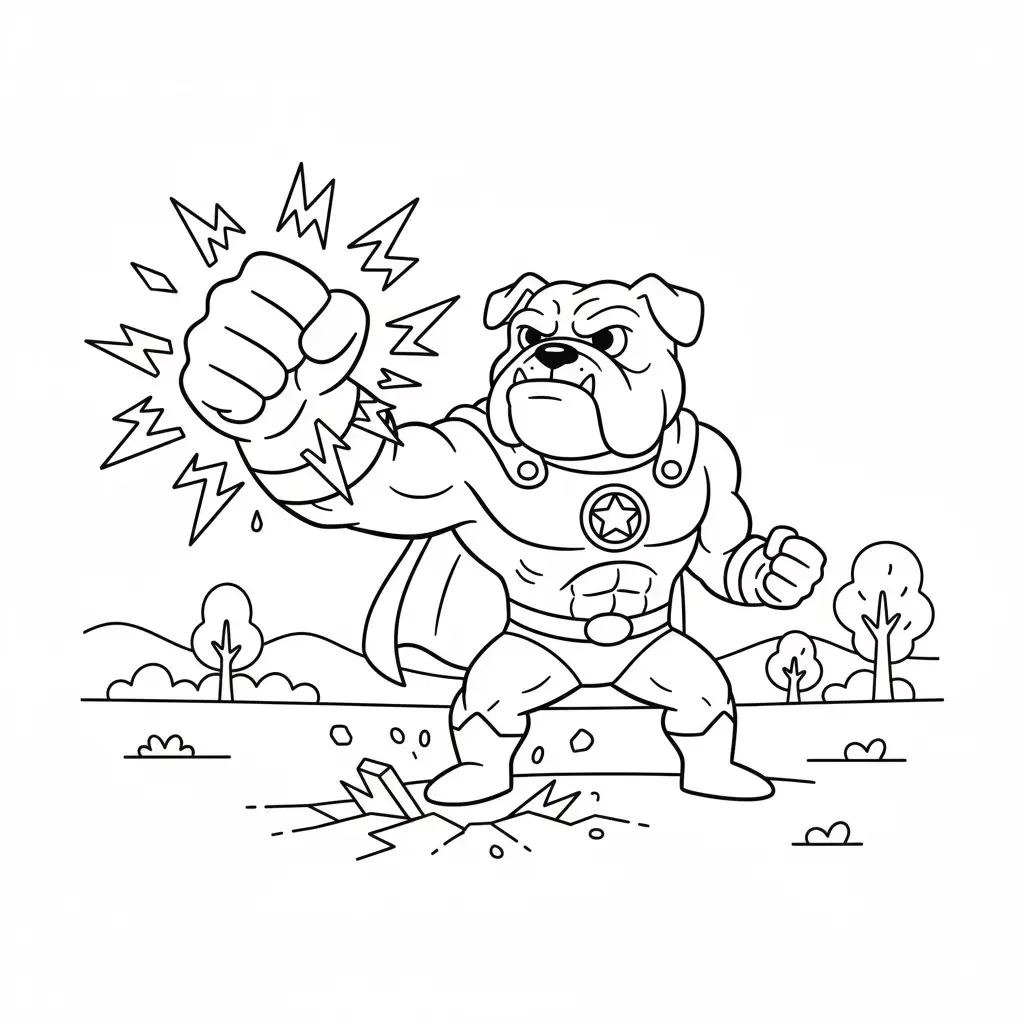 דף צביעה של כלב גיבור על להדפסה