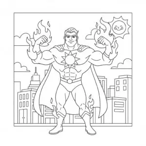 דף צביעה של גיבור על אסקנור להדפסה