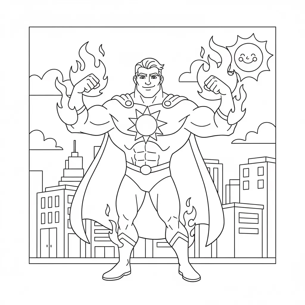 דף צביעה של גיבור על אסקנור להדפסה