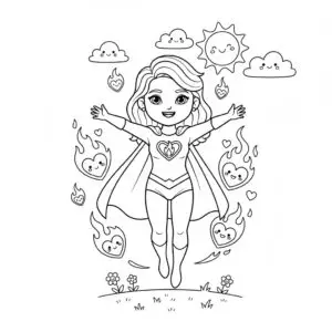 דף צביעה של גיבורת על אמא אש להדפסה