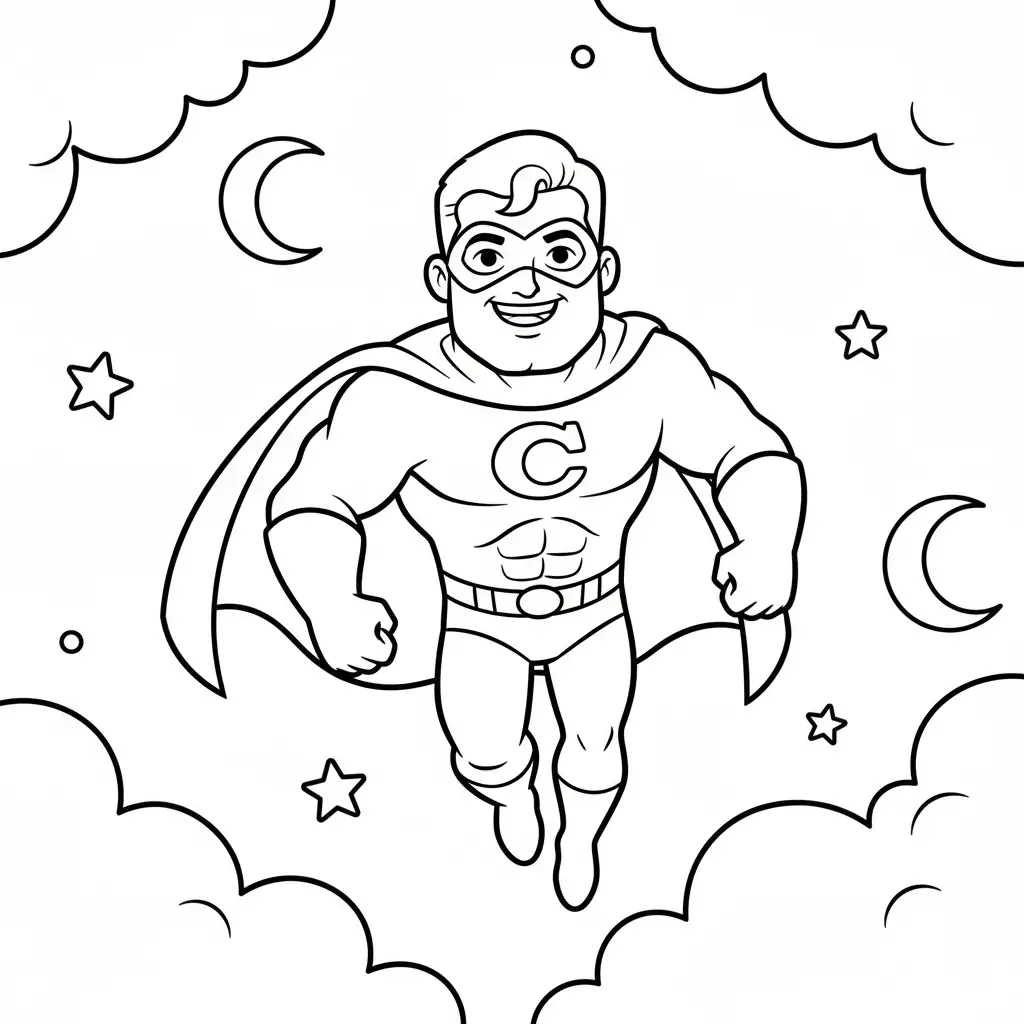 דף צביעה של גיבור על מרחף להדפסה