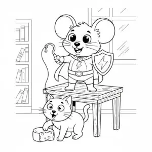 דף צביעה של עכבר גיבור על להדפסה