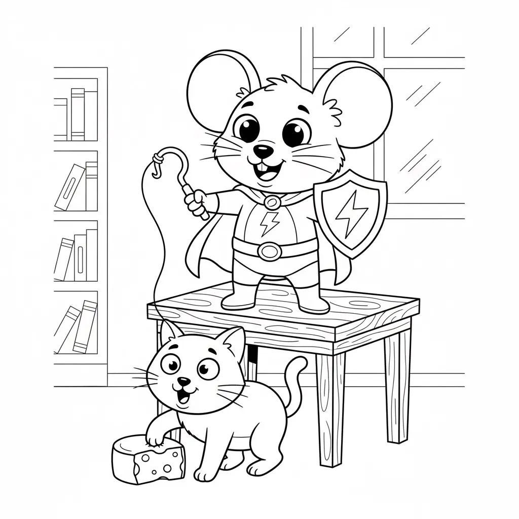 דף צביעה של עכבר גיבור על להדפסה