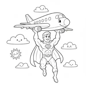 דף צביעה של גיבור על מציל מטוס להדפסה