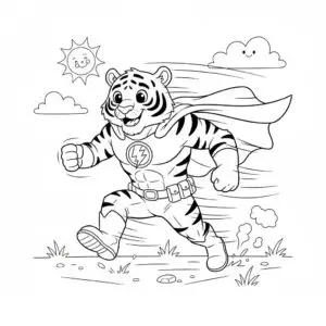 דף צביעה של נמר גיבור על להדפסה