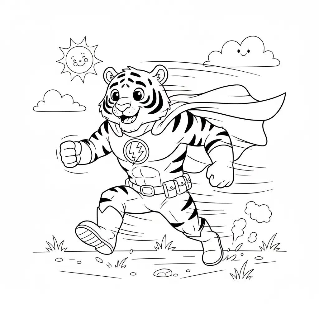 דף צביעה של נמר גיבור על להדפסה