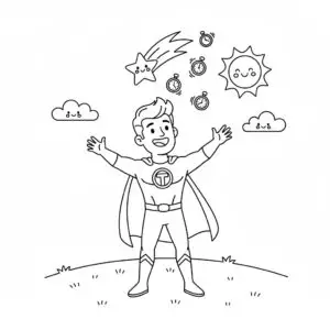 דף צביעה של גיבור על איש הזמן להדפסה