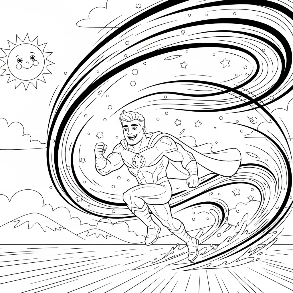 דף צביעה של גיבור על איש הרוח להדפסה