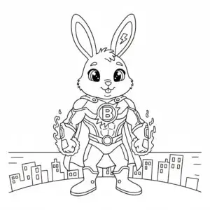 דף צביעה של גיבור על ארנב ביוני להדפסה
