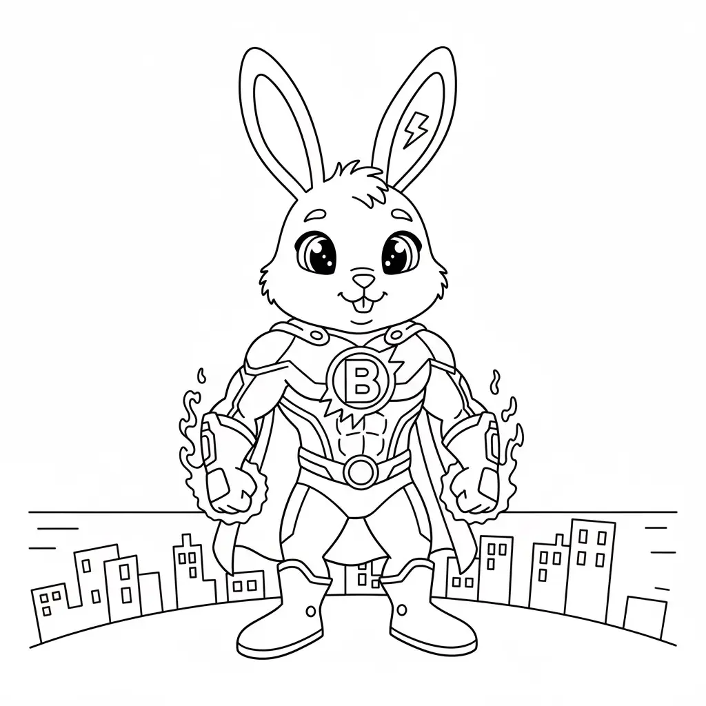 דף צביעה של גיבור על ארנב ביוני להדפסה