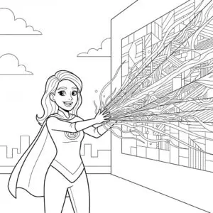 דף צביעה של גיבורת על אשת האור להדפסה