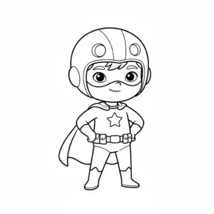 דף צביעה של גיבור על סופר ילד להדפסה