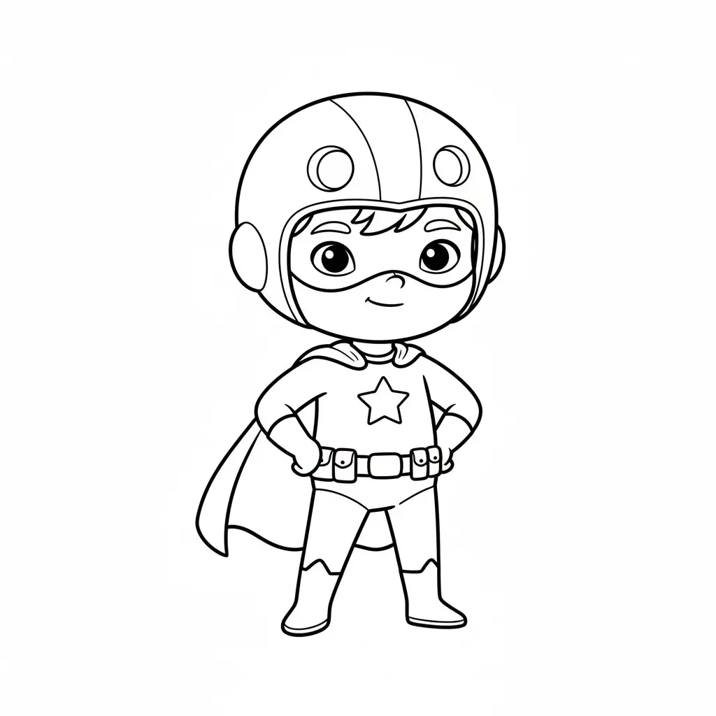 דף צביעה של גיבור על סופר ילד להדפסה