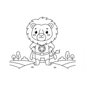 דף צביעה של אריה גיבור על להדפסה