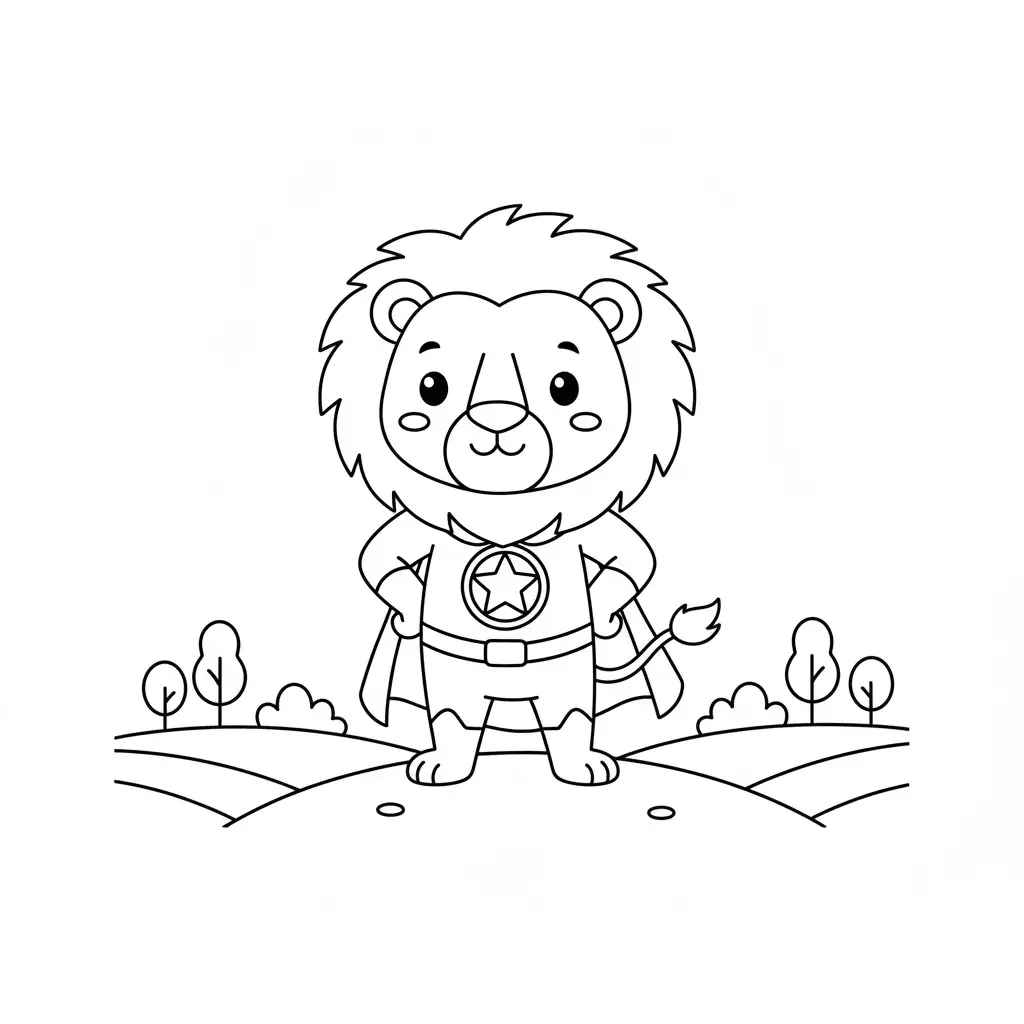 דף צביעה של אריה גיבור על להדפסה