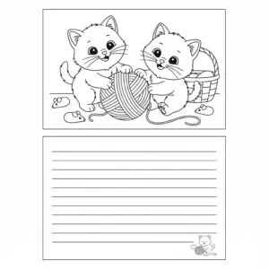 דף צביעה של כרטיס ברכה חתלתולים להדפסה