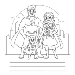 דף צביעה של כרטיס ברכה משפחת סופר על להדפסה