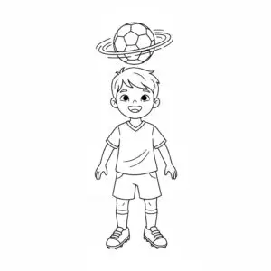 דף צביעה של ילד מקפיץ על הראש להדפסה