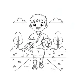 דף צביעה של ילד בדרך למגרש להדפסה