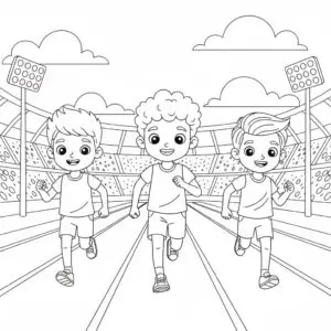 דף צביעה של ילדים בתחרות ריצה להדפסה