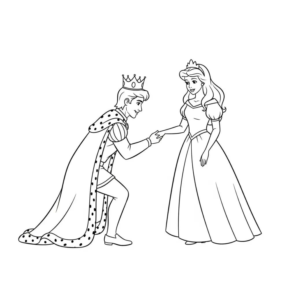 דף צביעה של נסיך ונסיכה להדפסה