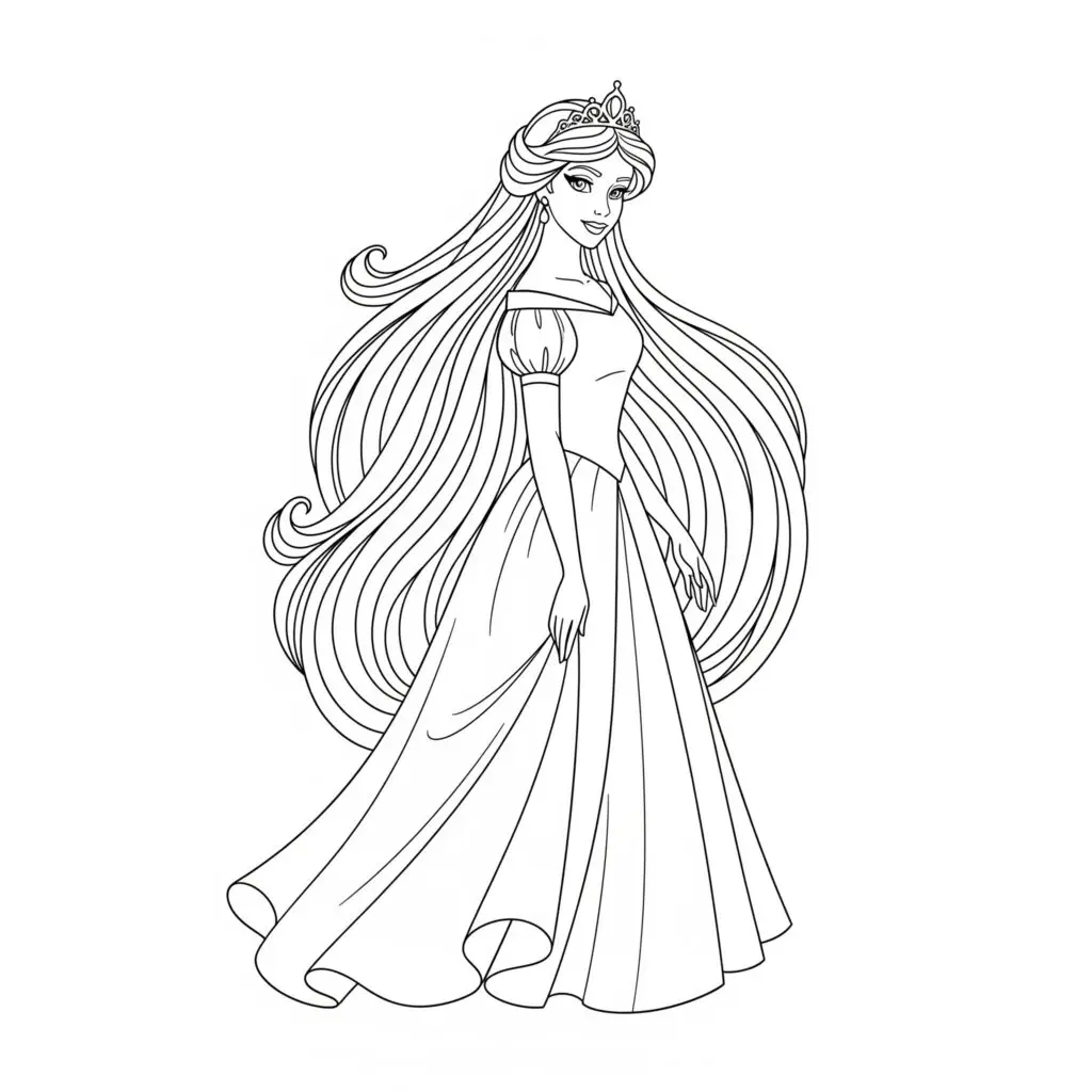 דף צביעה של נסיכה להדפסה