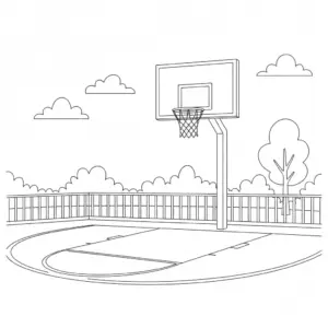 דף צביעה של מגרש כדורסל להדפסה