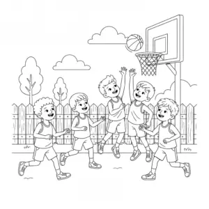 דף צביעה של משחק כדורסל להדפסה