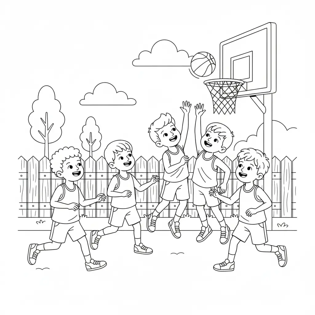 דף צביעה של משחק כדורסל להדפסה