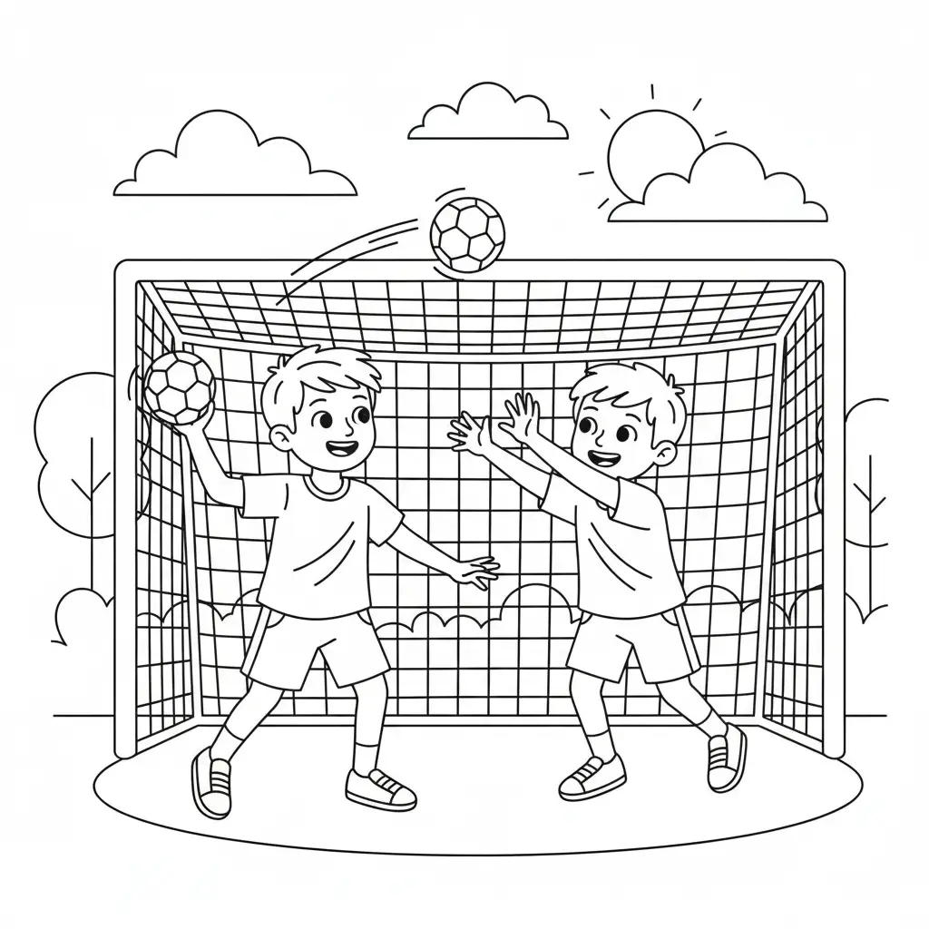 דף צביעה של כדור יד להדפסה